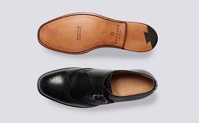 Grenson Shrewsbury Mens Monk Shoes in Black Leather GRS114146